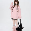 Sweet Cool Bow Bandage Heavy Industry Round Neck Loose Sweatshirt Autumn