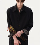 Men's Casual Cashew Flower Fake Two Black Shirts