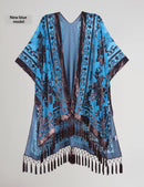 Fashionable Bohemian Style Velvet Long Handmade Fringed Shawl