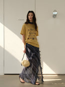 Twill Straight-leg Midi Skirt For Women