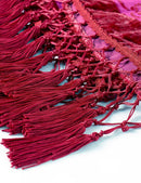 Fashionable Bohemian Style Velvet Long Handmade Fringed Shawl