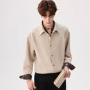 Men's Casual Cashew Flower Fake Two Black Shirts