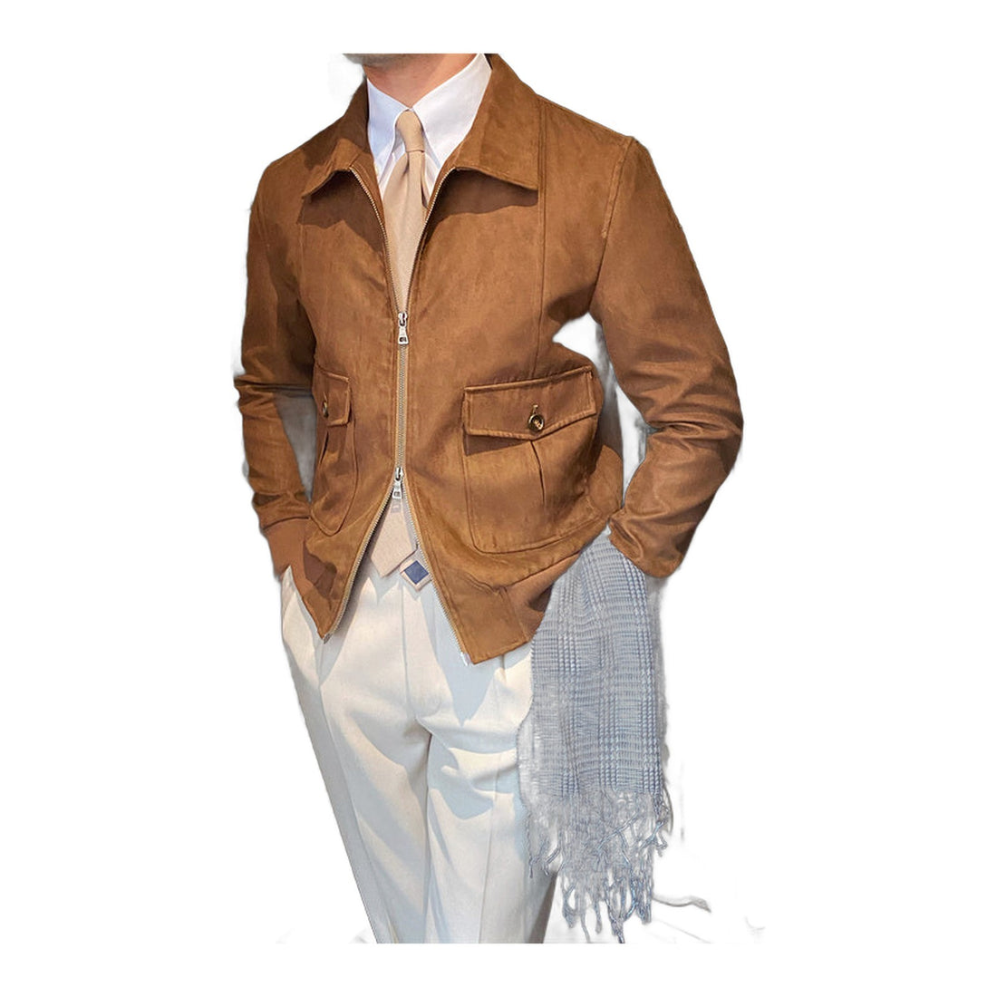 Suede Effect Harrington Bomber Jacket