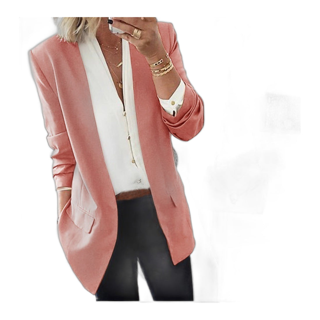 Longline Open Front Blazer Jacket