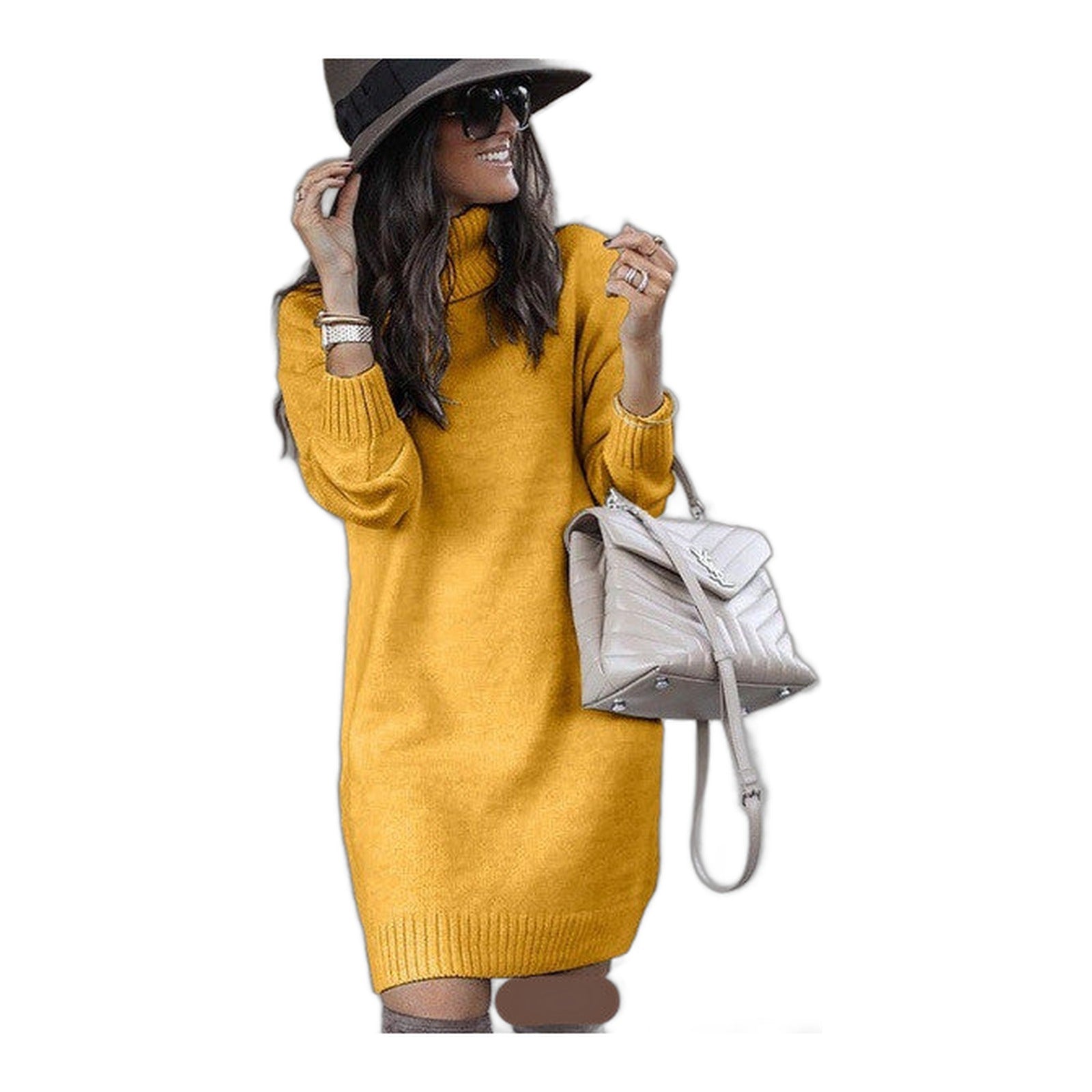 Turtleneck Knitted Sweater Dress