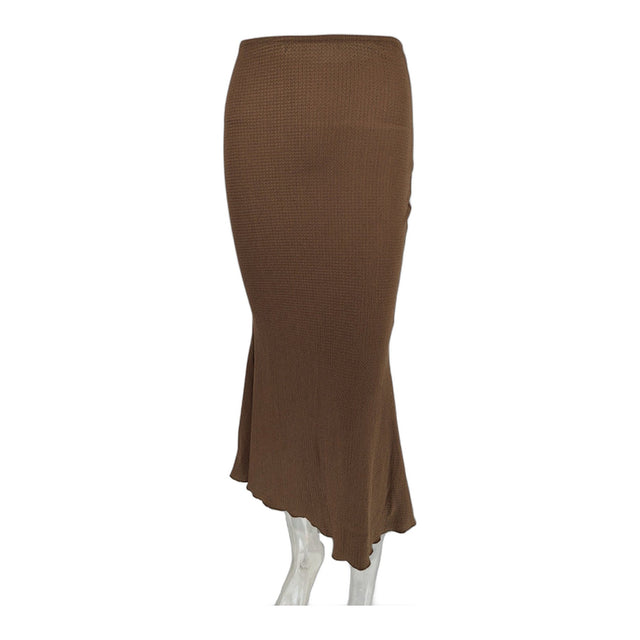 Textured Fishtail Midi Skirt