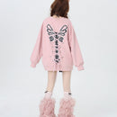 Sweet Cool Bow Bandage Heavy Industry Round Neck Loose Sweatshirt Autumn