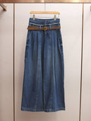 High-waisted A-line Wide-leg Long Jeans