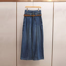 High-waisted A-line Wide-leg Long Jeans