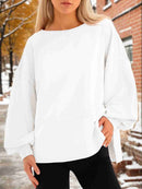 Fisoew Women’s Side Slit Casual Sweatshirt