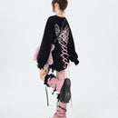 Sweet Cool Bow Bandage Heavy Industry Round Neck Loose Sweatshirt Autumn