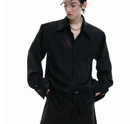Striped Satin Lipstick-print Shirt With A Luxurious Textured Feelelegant Cardigan Top