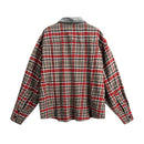 Mens Retro American-Style Plaid Loose-Fit Long-Sleeve Shirt
