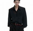 Striped Satin Lipstick-print Shirt With A Luxurious Textured Feelelegant Cardigan Top
