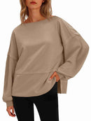 Fisoew Women’s Side Slit Casual Sweatshirt