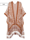 Fashionable Bohemian Style Velvet Long Handmade Fringed Shawl