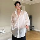 Mens Stylish Sheer Silky Loose-Fit Casual Top