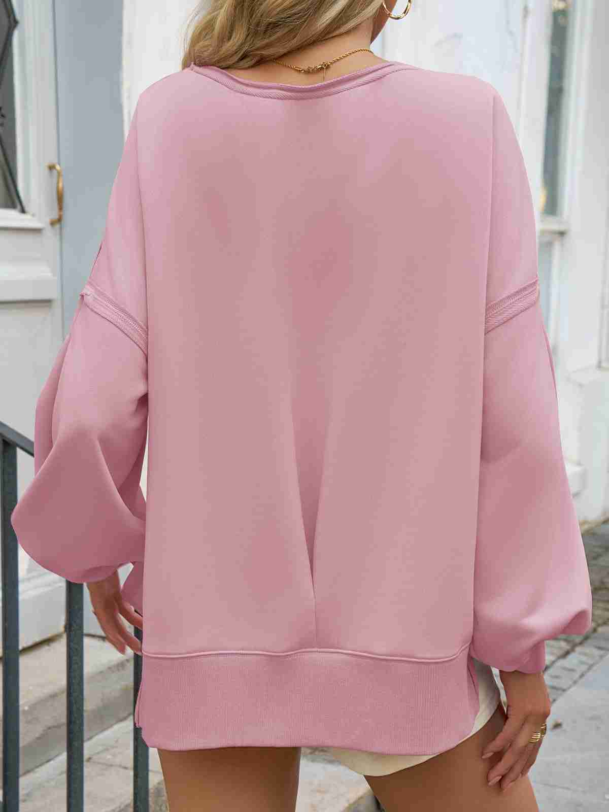 Fisoew Women’s Side Slit Casual Sweatshirt