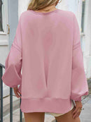 Fisoew Women’s Side Slit Casual Sweatshirt