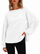 Fisoew Women’s Side Slit Casual Sweatshirt