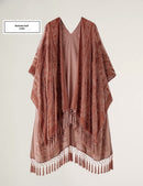 Fashionable Bohemian Style Velvet Long Handmade Fringed Shawl