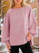 Fisoew Women’s Side Slit Casual Sweatshirt