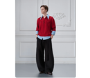 A Niche Textured Faux Two-piece Shirt With A Bold Color-block Design