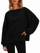 Fisoew Women’s Side Slit Casual Sweatshirt