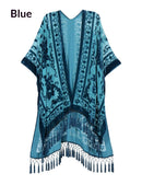 Fashionable Bohemian Style Velvet Long Handmade Fringed Shawl