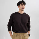 Mens Long-Sleeve American-Style Solid-Color Raglan Sleeve Top