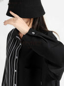 Irregular Striped Patchwork Mid-length Shirt