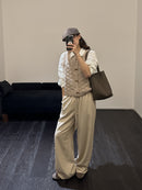 Women's Diamond Plaid Horn Button Knitted Vest
