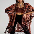 Fashionable Bohemian Style Velvet Long Handmade Fringed Shawl