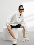 Half-zip Relaxed-fit Sweatshirt With A Stand-up Collar For Spring And Fall