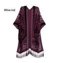 Fashionable Bohemian Style Velvet Long Handmade Fringed Shawl