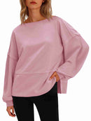 Fisoew Women’s Side Slit Casual Sweatshirt