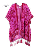 Fashionable Bohemian Style Velvet Long Handmade Fringed Shawl