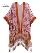 Fashionable Bohemian Style Velvet Long Handmade Fringed Shawl