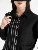 Irregular Striped Patchwork Mid-length Shirt