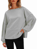 Fisoew Women’s Side Slit Casual Sweatshirt