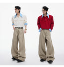 A Niche Textured Faux Two-piece Shirt With A Bold Color-block Design