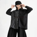 Irregular Striped Patchwork Mid-length Shirt